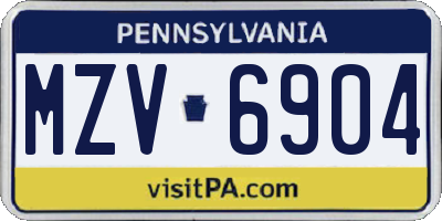 PA license plate MZV6904