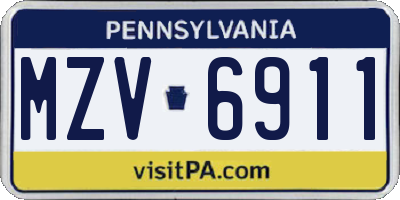 PA license plate MZV6911