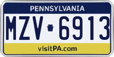 PA license plate MZV6913