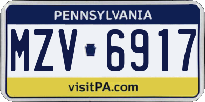 PA license plate MZV6917