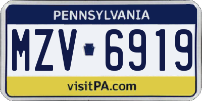 PA license plate MZV6919