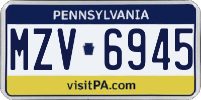 PA license plate MZV6945