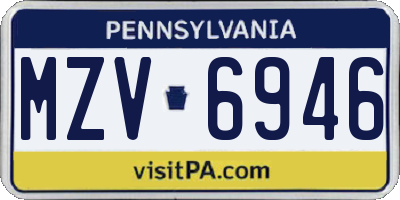 PA license plate MZV6946