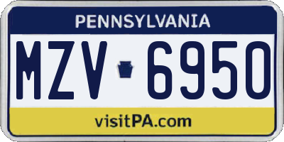 PA license plate MZV6950