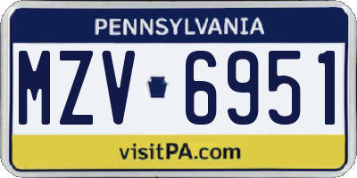 PA license plate MZV6951