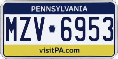 PA license plate MZV6953