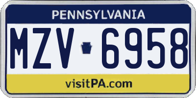 PA license plate MZV6958