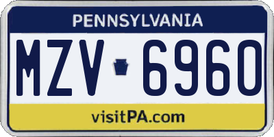 PA license plate MZV6960