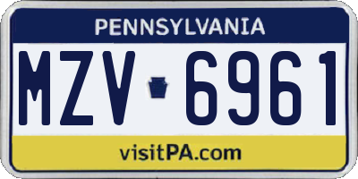 PA license plate MZV6961