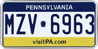 PA license plate MZV6963