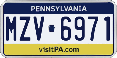 PA license plate MZV6971