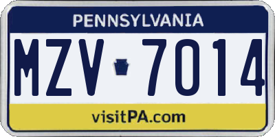 PA license plate MZV7014