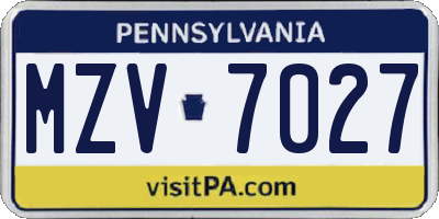PA license plate MZV7027
