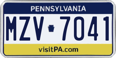 PA license plate MZV7041