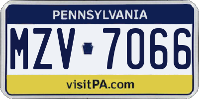 PA license plate MZV7066