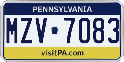 PA license plate MZV7083