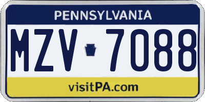 PA license plate MZV7088