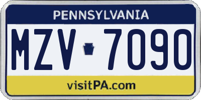 PA license plate MZV7090