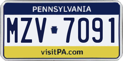 PA license plate MZV7091