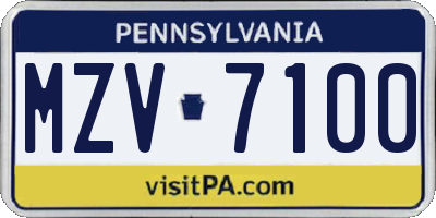PA license plate MZV7100