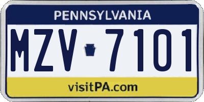 PA license plate MZV7101