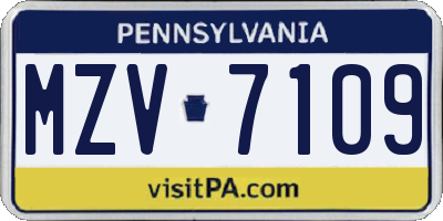 PA license plate MZV7109