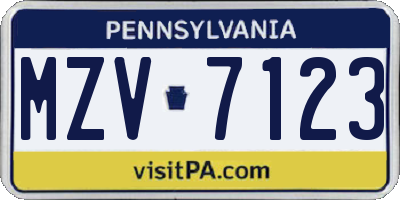 PA license plate MZV7123
