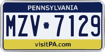 PA license plate MZV7129