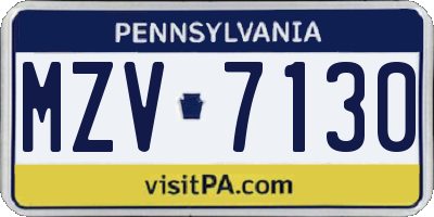 PA license plate MZV7130