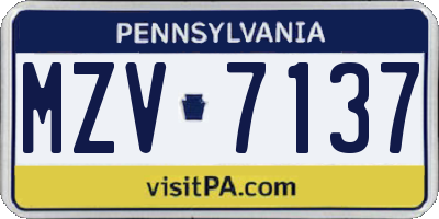 PA license plate MZV7137