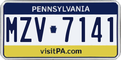 PA license plate MZV7141