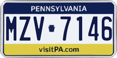 PA license plate MZV7146
