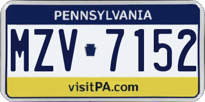 PA license plate MZV7152