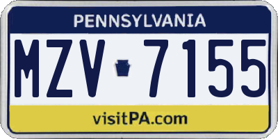 PA license plate MZV7155