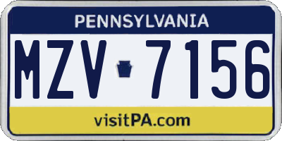 PA license plate MZV7156
