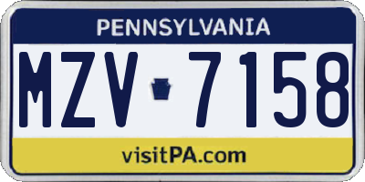 PA license plate MZV7158