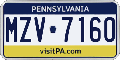 PA license plate MZV7160