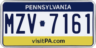 PA license plate MZV7161