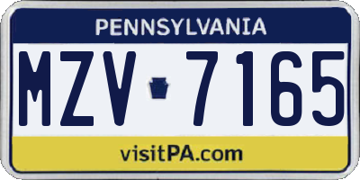 PA license plate MZV7165