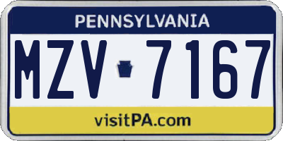 PA license plate MZV7167