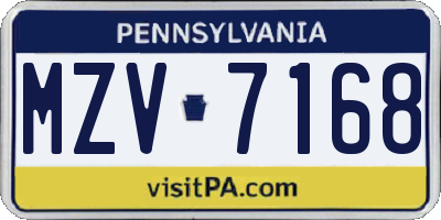 PA license plate MZV7168