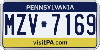 PA license plate MZV7169