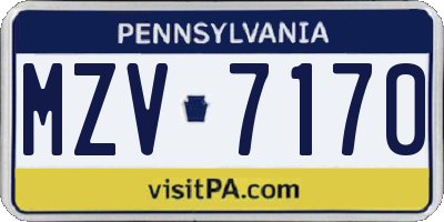 PA license plate MZV7170