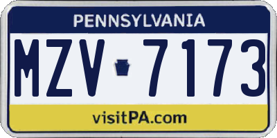 PA license plate MZV7173