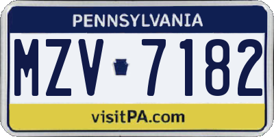 PA license plate MZV7182