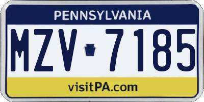 PA license plate MZV7185
