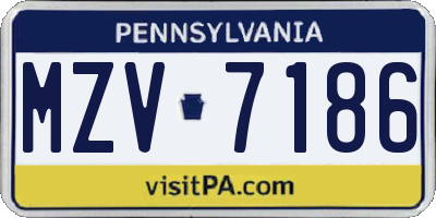 PA license plate MZV7186