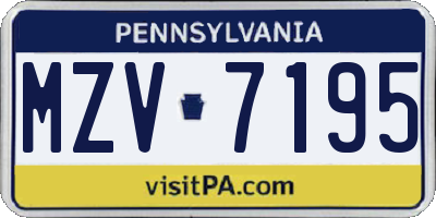 PA license plate MZV7195