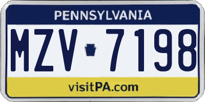 PA license plate MZV7198