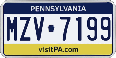 PA license plate MZV7199